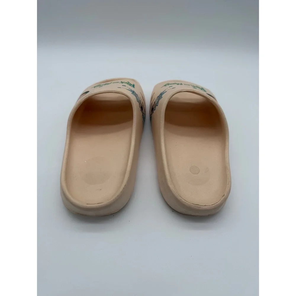 Rick and Morty Explicit Graphic Foam Slides Tan Slip On Sandals Mens Size 8-9